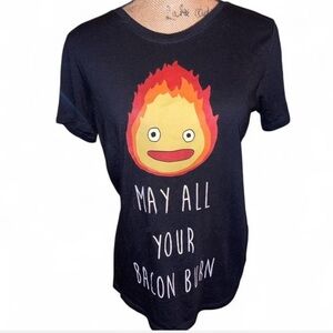 Her universe Howl's Moving Castle shirt May all your bacon burn size medium